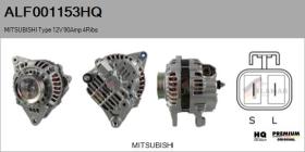 HQ ALF001153HQ - ALT NUEVO MITSUBISHI Type 12V 90Amp PR4