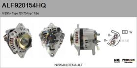 HQ ALF920154HQ - ALT NUEVO NISSAN Type 12V 70Amp PV1