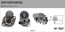 HQ ARF020104HQ - ARR NUEVO DENSO Type 12V 2,00kW 9T CW