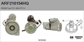 HQ ARF210154HQ - ARR NUEVO NISSAN Type 12V 1,40kW 9T CW