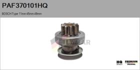 HQ PAF370101HQ - Piñón, arrancador BOSCH Type 11mm 45mm 49mm