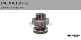 HQ PAF970101HQ - Piñón, arrancador BOSCH Type 11mm 45mm 49mm