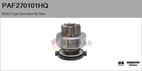 HQ PAF270101HQ - Piñón, arrancador BOSCH Type 12mm 46mm 50,70mm