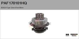 HQ PAF170101HQ - Piñón, arrancador BOSCH Type 12mm 47mm 58mm