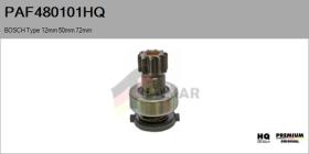 HQ PAF480101HQ - Piñón, arrancador BOSCH Type 12mm 50mm 72mm