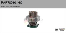 HQ PAF780101HQ - Piñón, arrancador BOSCH Type 12mm 54mm 61mm