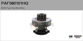 HQ PAF580101HQ - Piñón, arrancador BOSCH Type 12mm 58mm 60mm