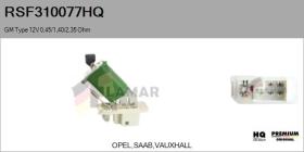 HQ RSF310077HQ - RESISTENCIAS VENTILADOR CALEFACCION