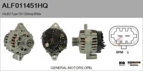 HQ ALF011451HQ - ALTERNADOR  VALEO TYPE 12V 120AMP PFR6