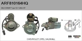 HQ ARF810164HQ - MOTOR DE ARRANQUE DELCOREMY TYPE 12V 1,80KW 9T